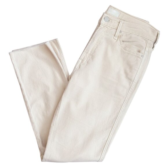 MOTHER High Waisted Rascal Ankle Fray Jeans in Chalk It Up Ivory Women's Size 28 - Picture 12 of 13